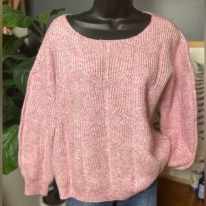 Tahari Pink Cable Knit Sweater